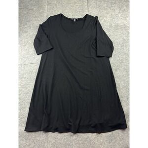 Eileen Fisher Women's M Tunic Dress Mini Black Viscose Stretch Casual Minimalist